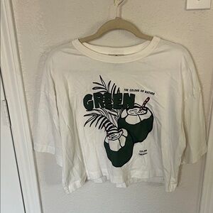 FARM Rio White and Green Graphic Tee